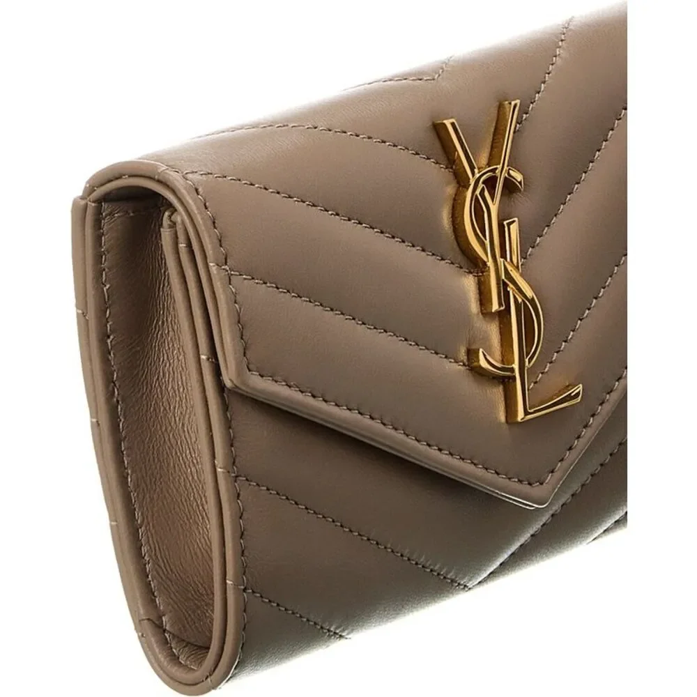 Saint Laurent Small Matelasse Leather Envelope Wallet, Grey - Picture 3 of 5